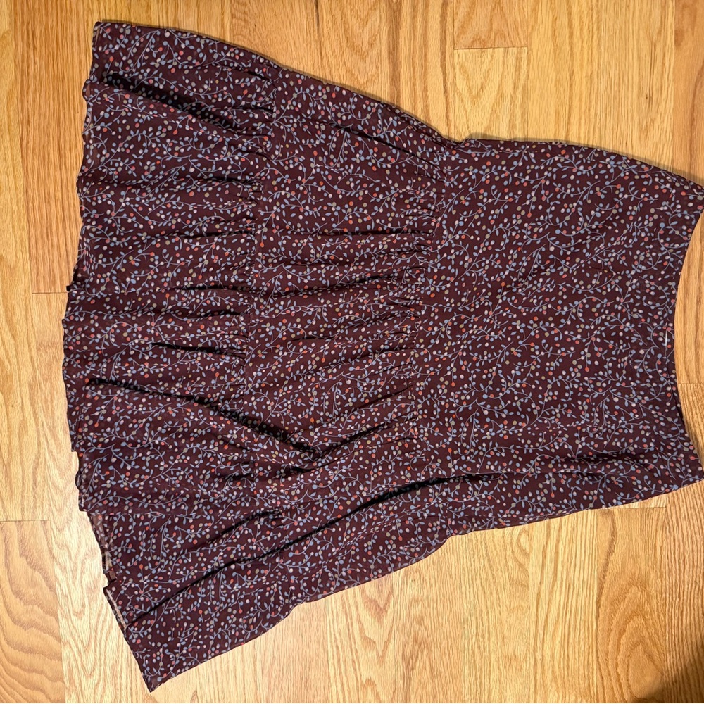 Boden Burgundy A-Line Skirt with Abstract Print